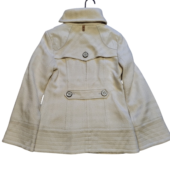 Mackage women's wool leather cream pea coat size M - Picture 2 of 10